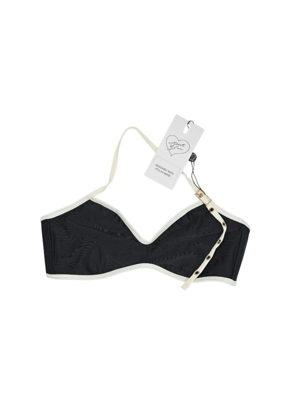 Heart of Sun Bardot Buckle Bikini Top in Black